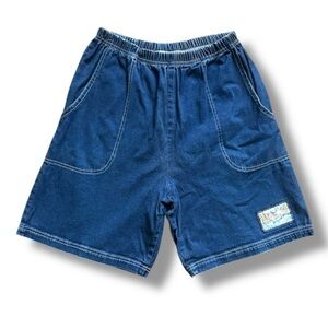 Vintage 80s Michael Leu Blue Denim Mom Shorts Art to Wear Women's Size Small EUC